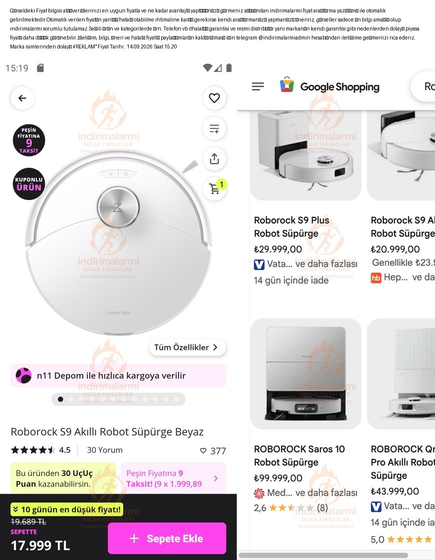 Roborock S9 Akıllı Robot Süpürge Beyaz