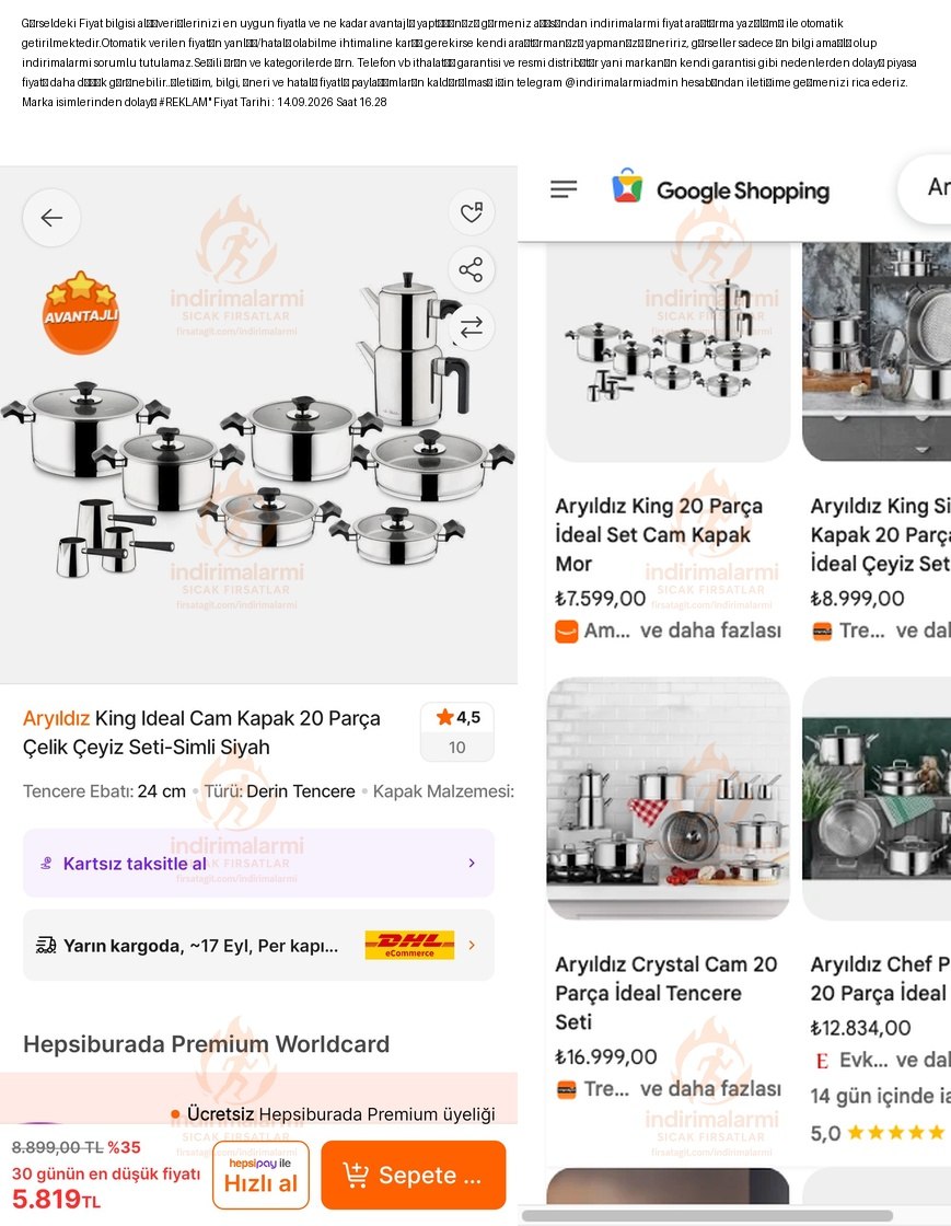 Aryıldız King Ideal Cam Kapak 20 Parça Çelik Çeyiz Seti-Simli Siyah