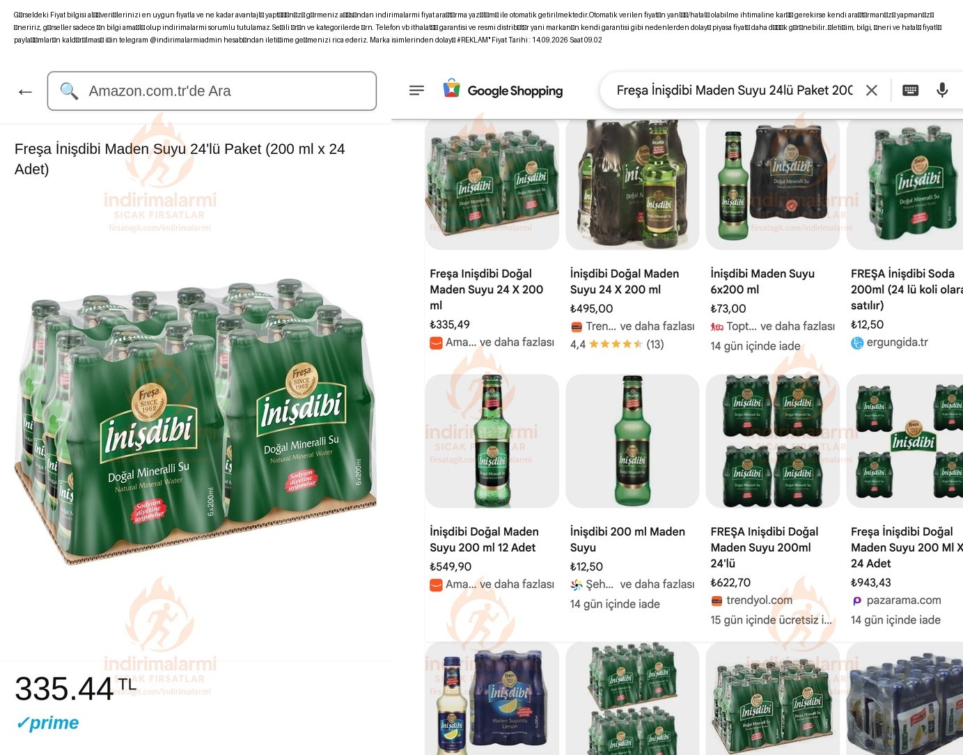 Freşa İnişdibi Maden Suyu 24lü Paket 200 ml x 24 Adet