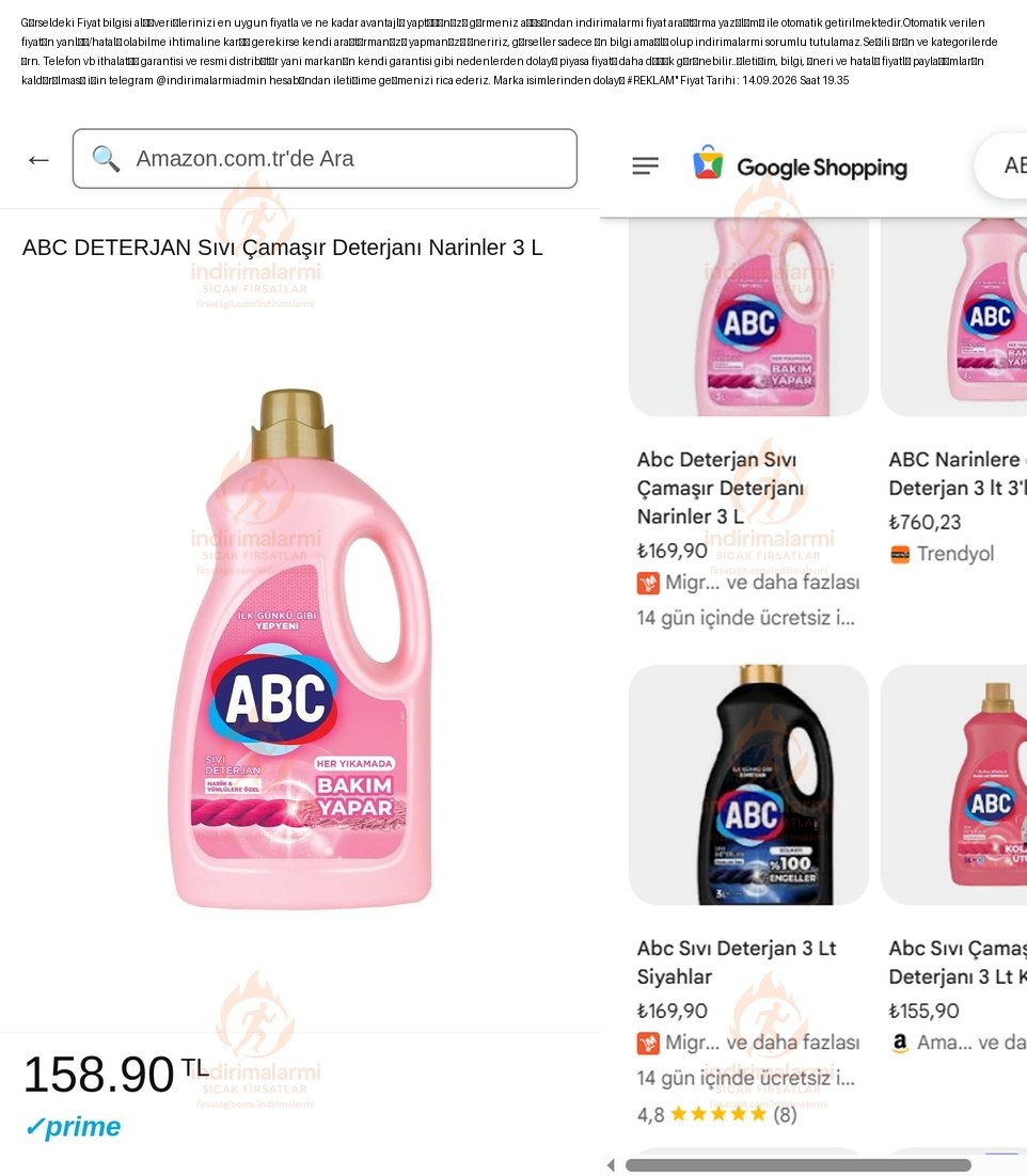 ABC DETERJAN Sıvı Çamaşır Deterjanı Narinler 3 L
