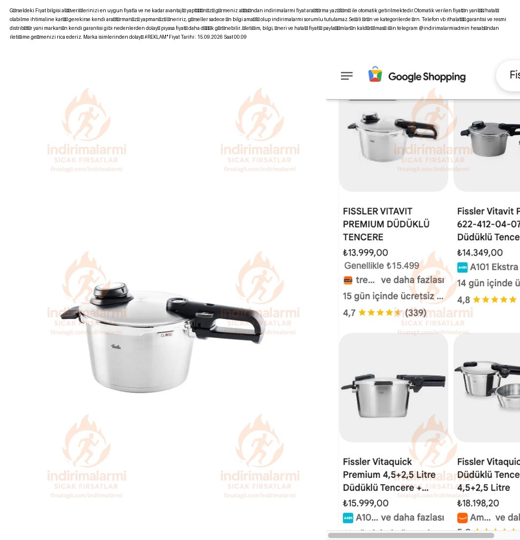 Fissler Vitavit Premium 4.5 Litre Düdüklü Tencere