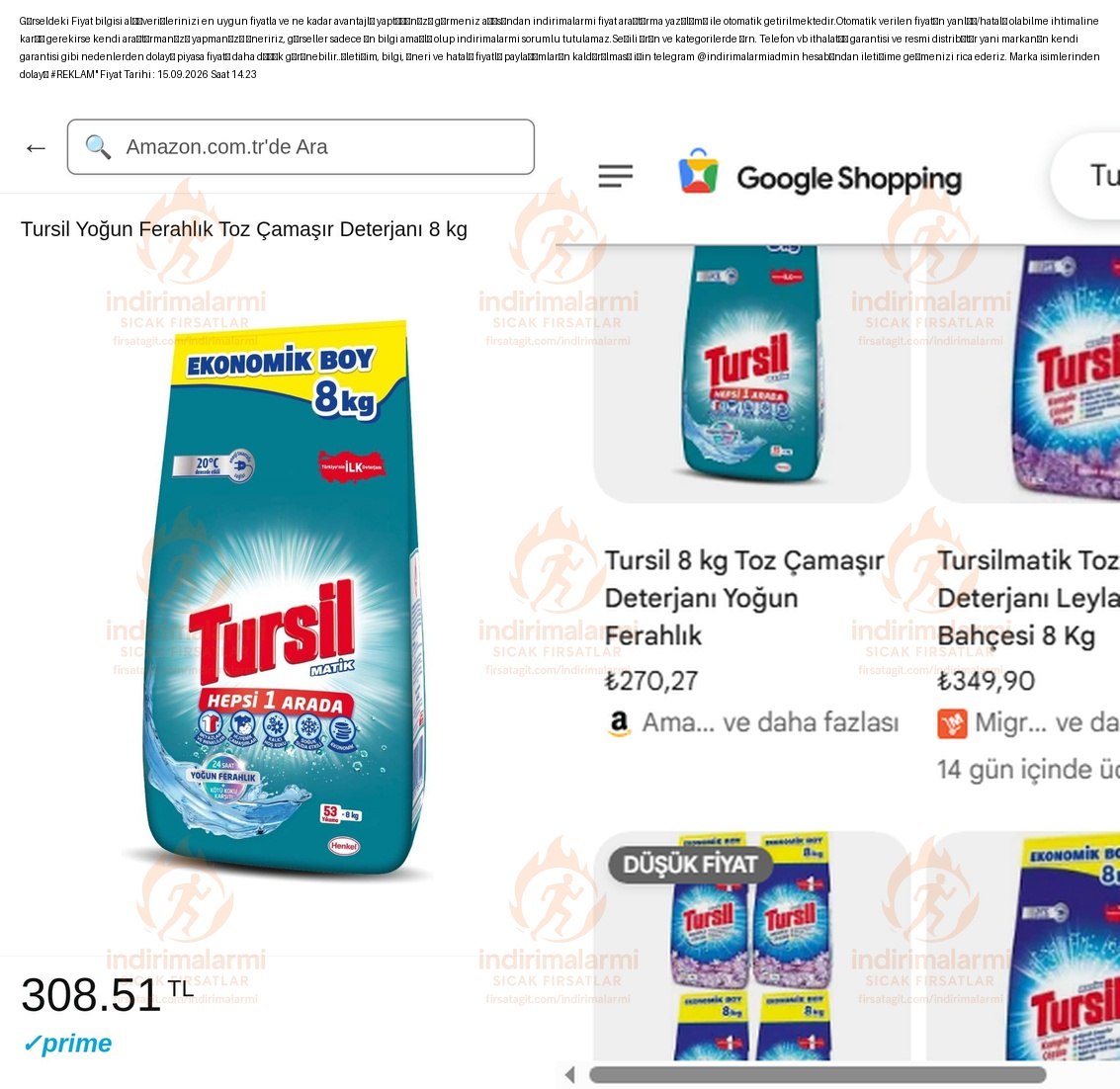 Tursil Yoğun Ferahlık Toz Çamaşır Deterjanı 8 kg
