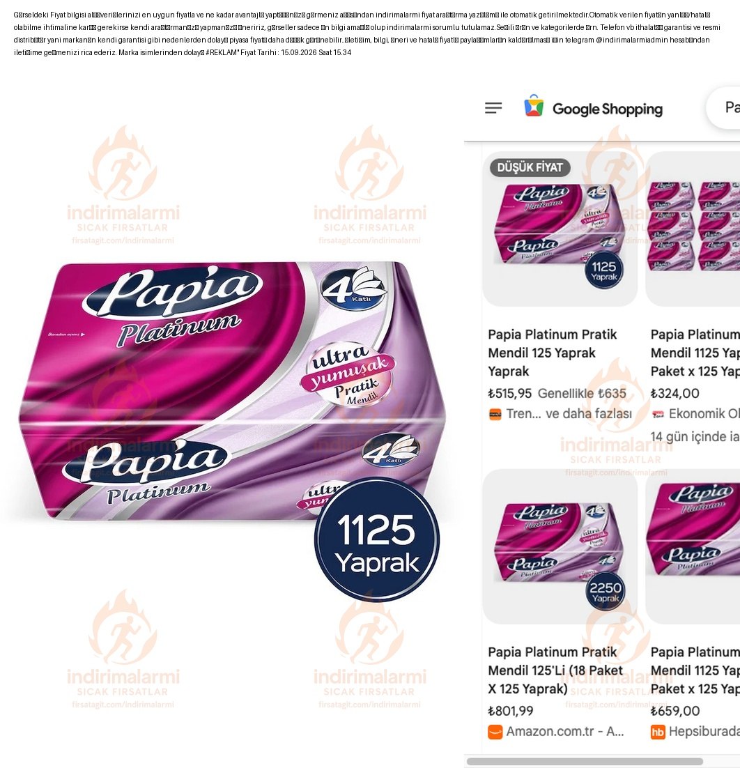 Papia Platinum Pratik Mendil 1125 Yaprak