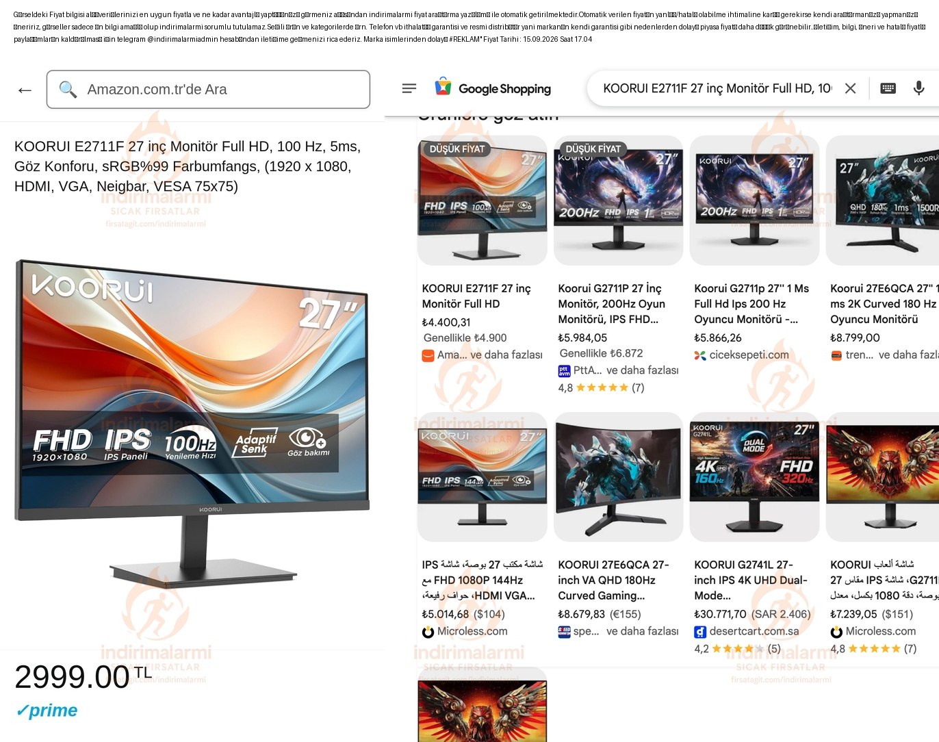 KOORUI E2711F 27 inç Monitör Full HD, 100 Hz, 5ms, Göz Konforu, sRGB%99 Farbumfa…