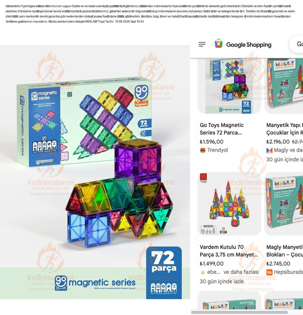 Go Toys Go Magnetic Series 72 Parça Manyetik Yapı Blokları Original – Mıknatıslı…