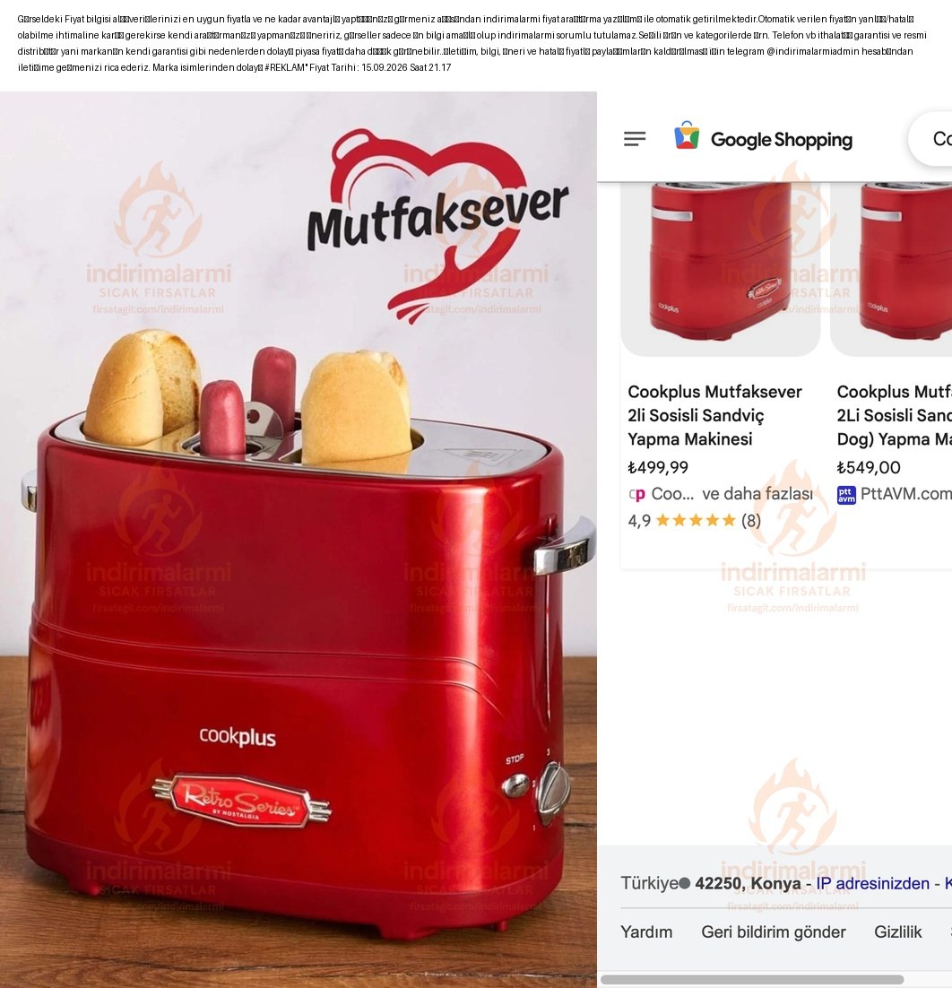 Cookplus Mutfaksever 2li Sosisli Sandviç Hot Dog Yapma Makinesi