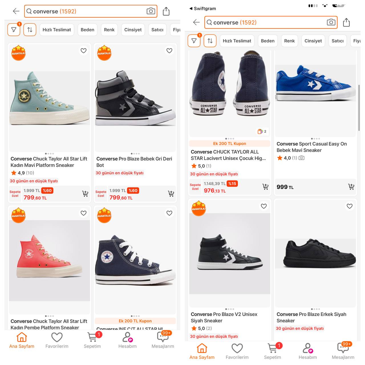 Occasion Satıcılı Converse Ayakkabılar 799 TLye kadar düştü