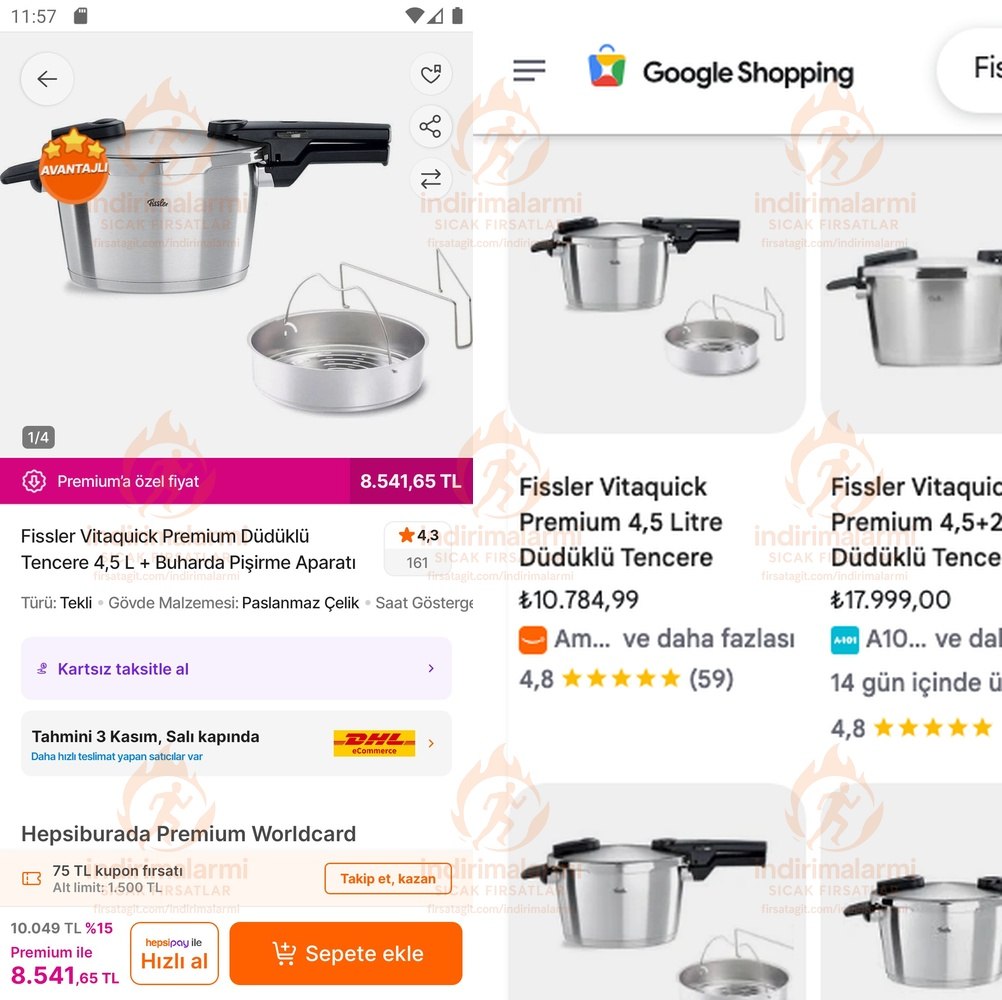 Fissler Vitaquick Premium Düdüklü Tencere 4,5 L Buharda Pişirme Aparatı