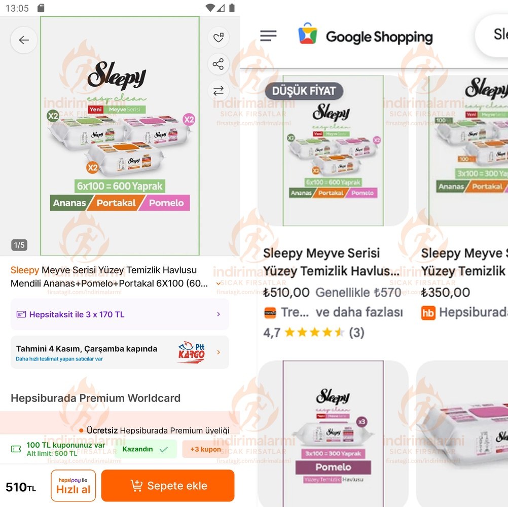 Sleepy Meyve Serisi Yüzey Temizlik Havlusu Mendili AnanasPomeloPortakal 6X100 60…