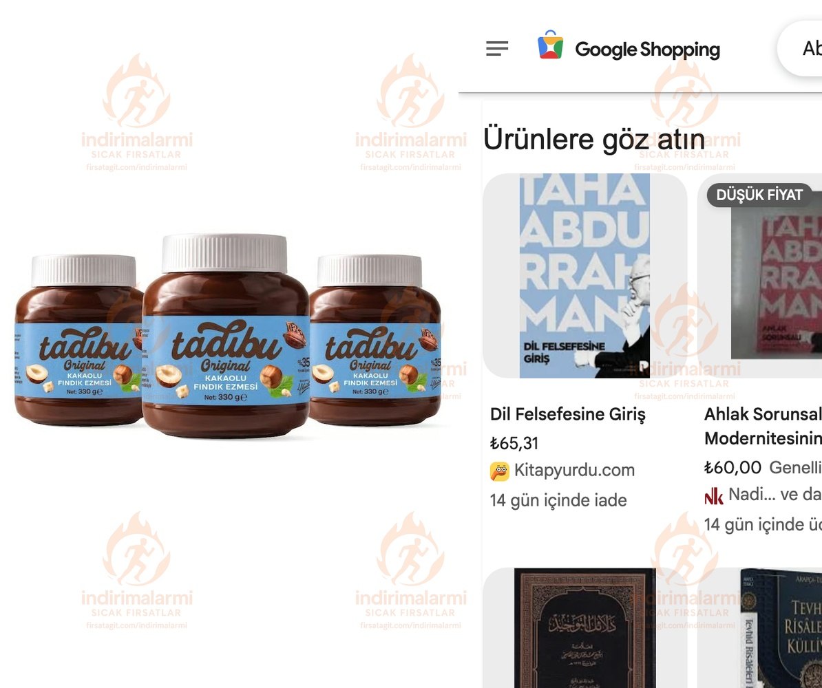 Abdurrahman Tatlıcı TADIBU Kakaolu Fındık Ezmesi 330g x 3 Adet %35 Yoğun Fındık …