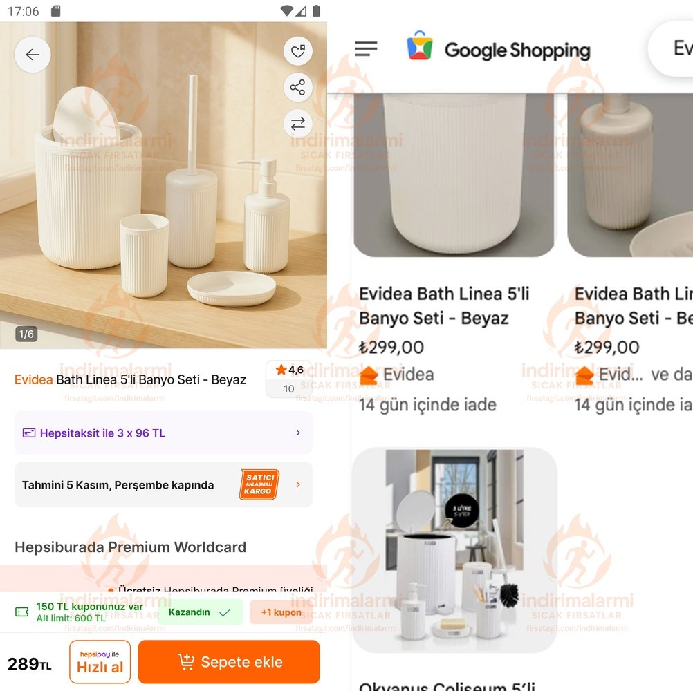 Evidea Bath Linea 5li Banyo Seti – Beyaz
