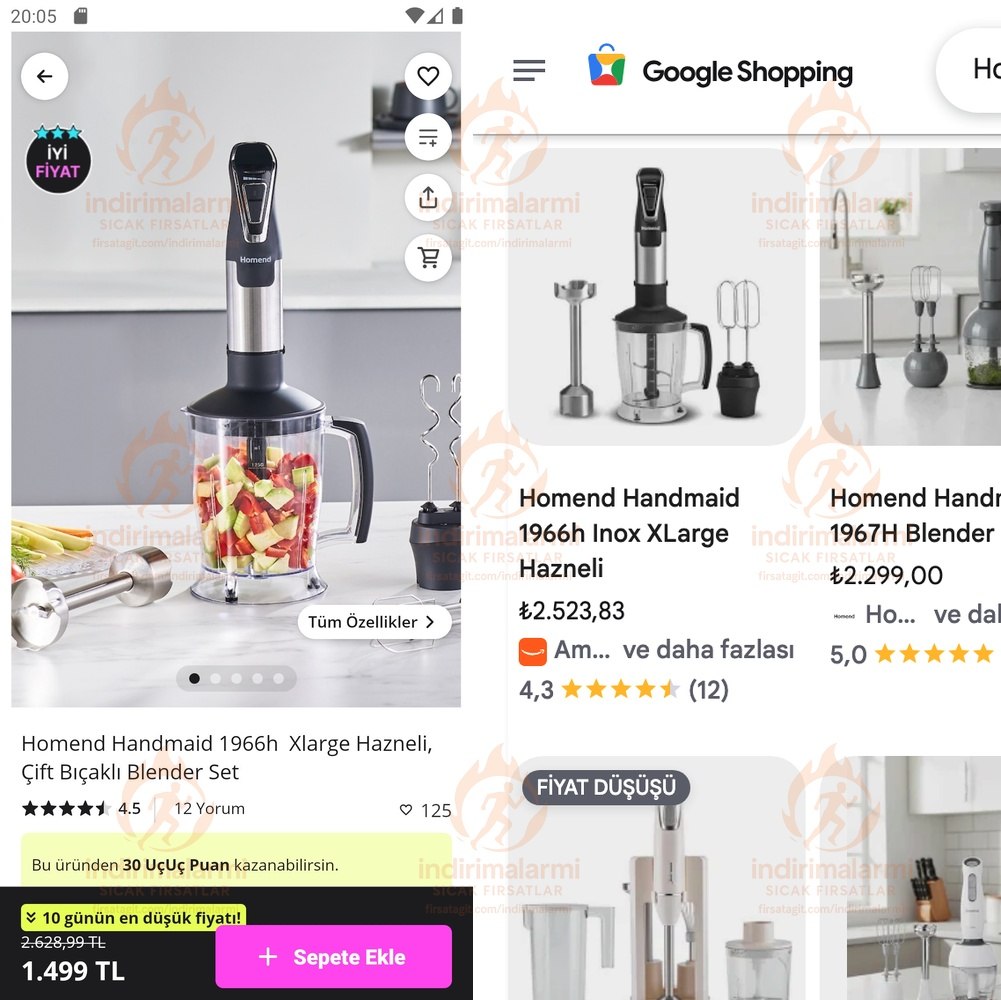 Homend Handmaid 1966h Xlarge Hazneli, Çift Bıçaklı Blender Set