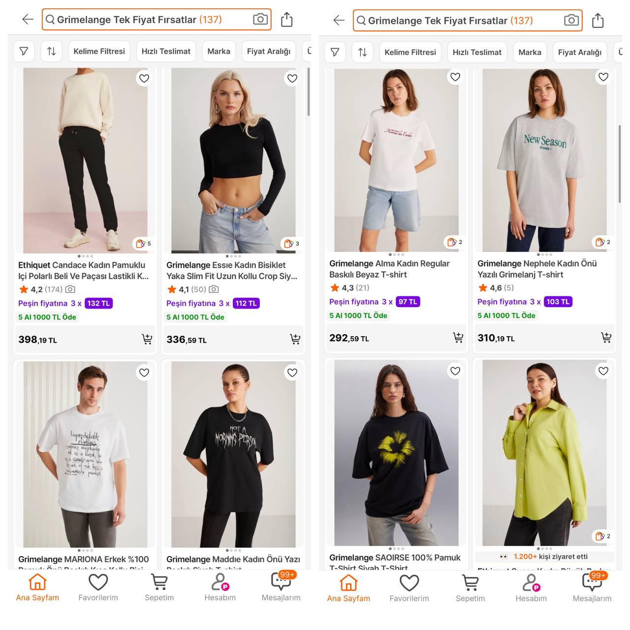 Grimelange Ethiquet 5 ürün al 1000 TL, 1 ürün 200 TL
