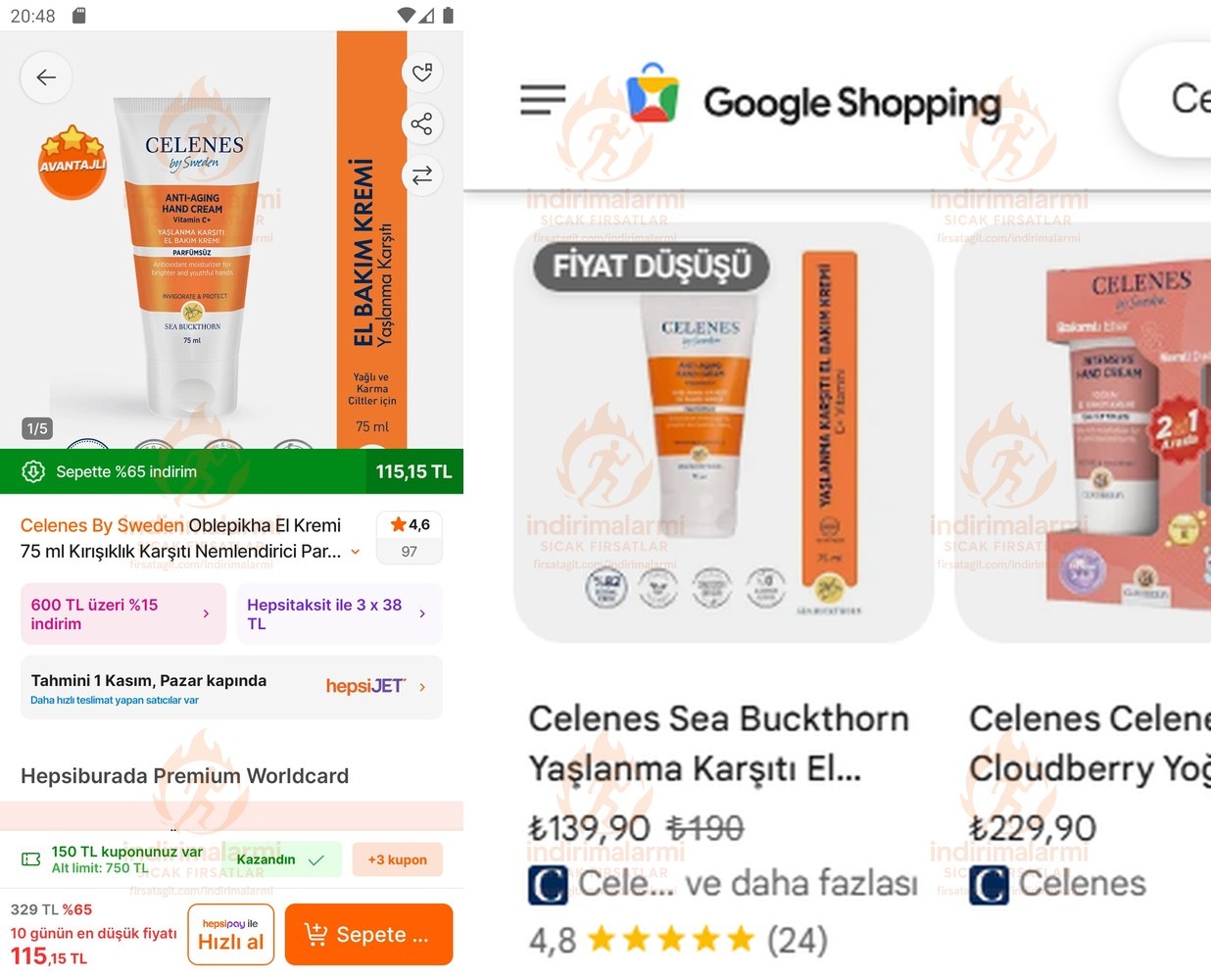Celenes By Sweden Oblepikha El Kremi 75 ml Kırışıklık Karşıtı Nemlendirici Parab…