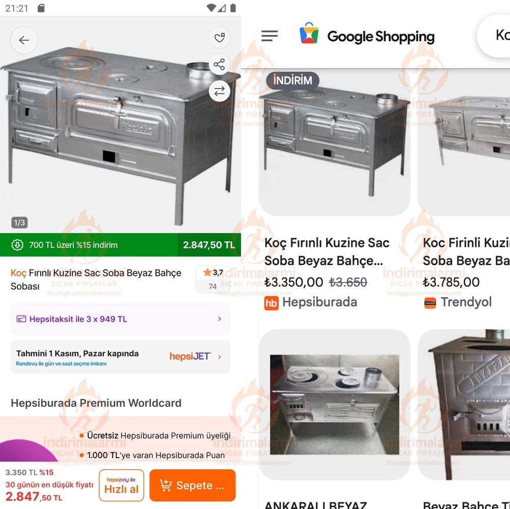 Koç Fırınlı Kuzine Sac Soba Beyaz Bahçe Sobası