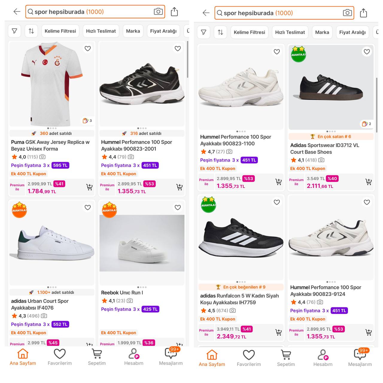 Hepsiburada Ayakkabı ve Spor Giyimde 2000 TL ve üzeri 400 TL kupon