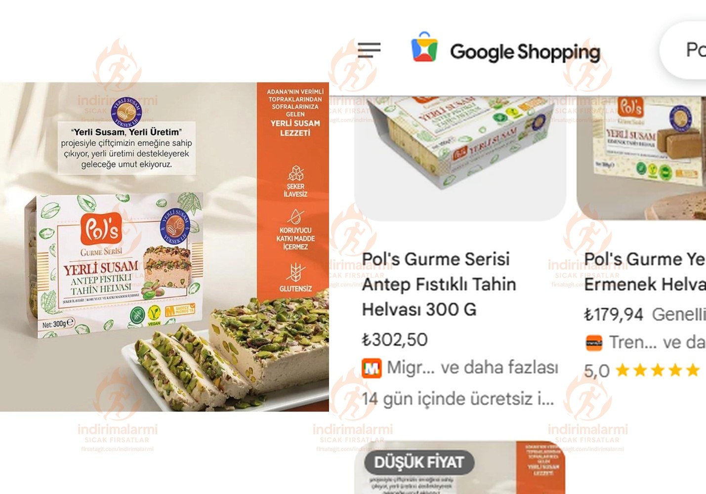 Pols Gurme Yerli Susam Serisi Antep Fıstıklı Tahin Helvası 300 G