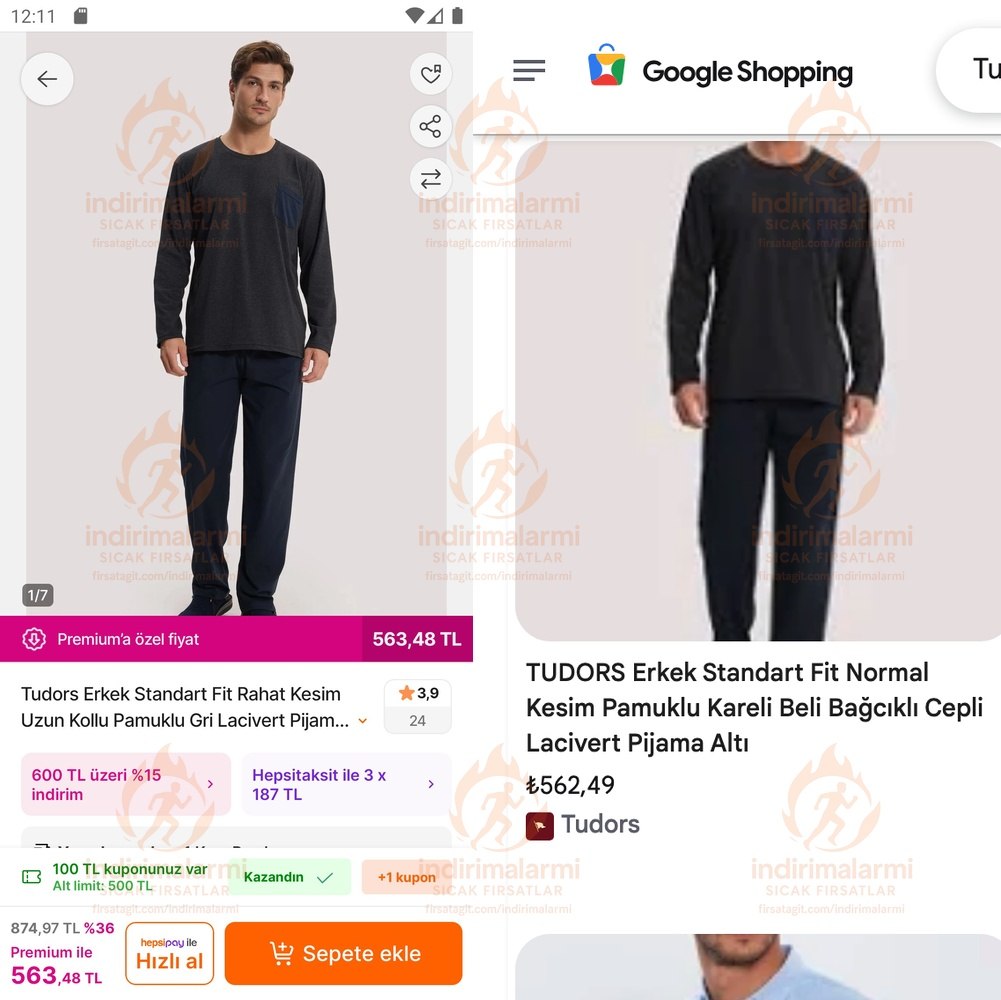 Tudors Erkek Standart Fit Rahat Kesim Uzun Kollu Pamuklu Gri Lacivert Pijama Tak…