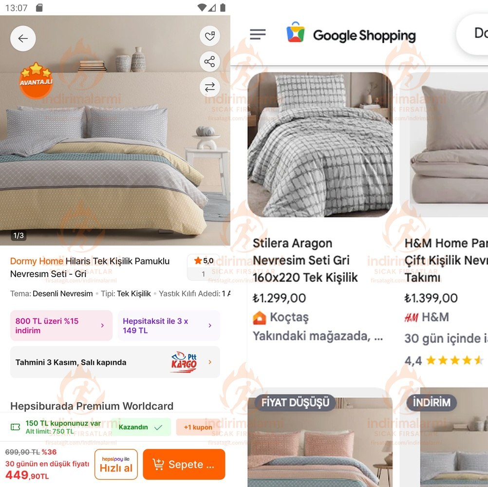 Yataş Dormy Home Hilaris Tek Kişilik Pamuklu Nevresım Seti – Gri