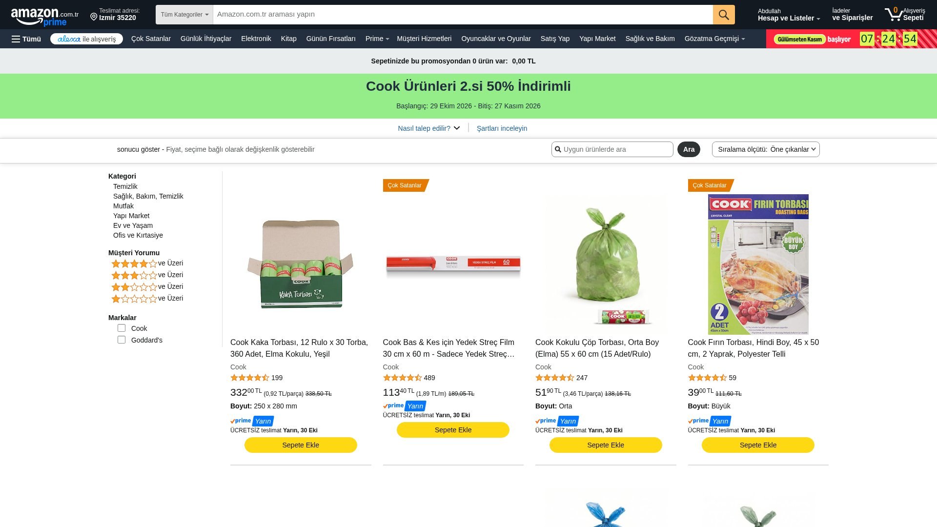 Amazonda Cook Ürünleri 2.si 50% İndirimli