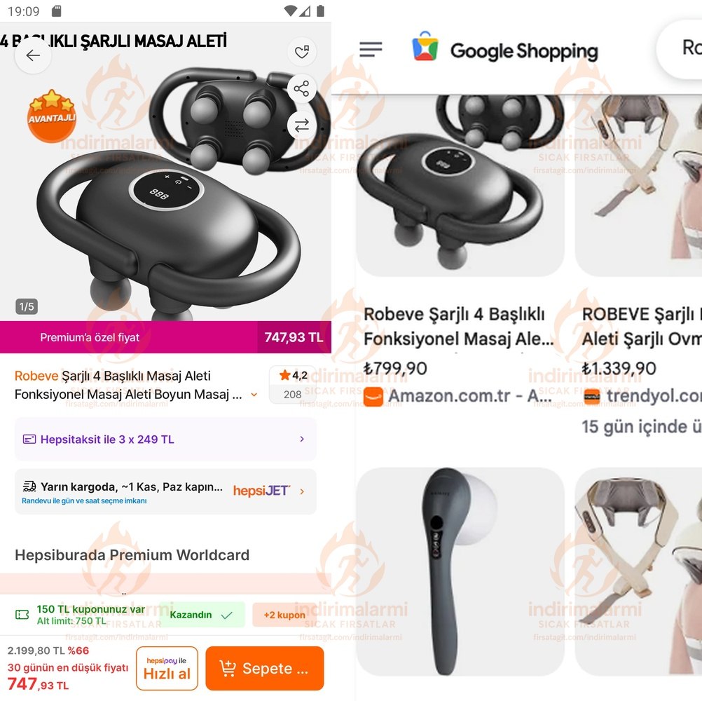 Robeve Şarjlı 4 Başlıklı Masaj Aleti Fonksiyonel Masaj Aleti Boyun Masaj Aleti S…
