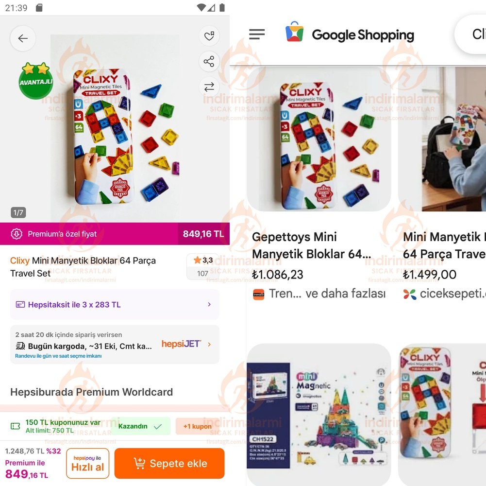 Clixy Mini Manyetik Bloklar 64 Parça Travel Set
