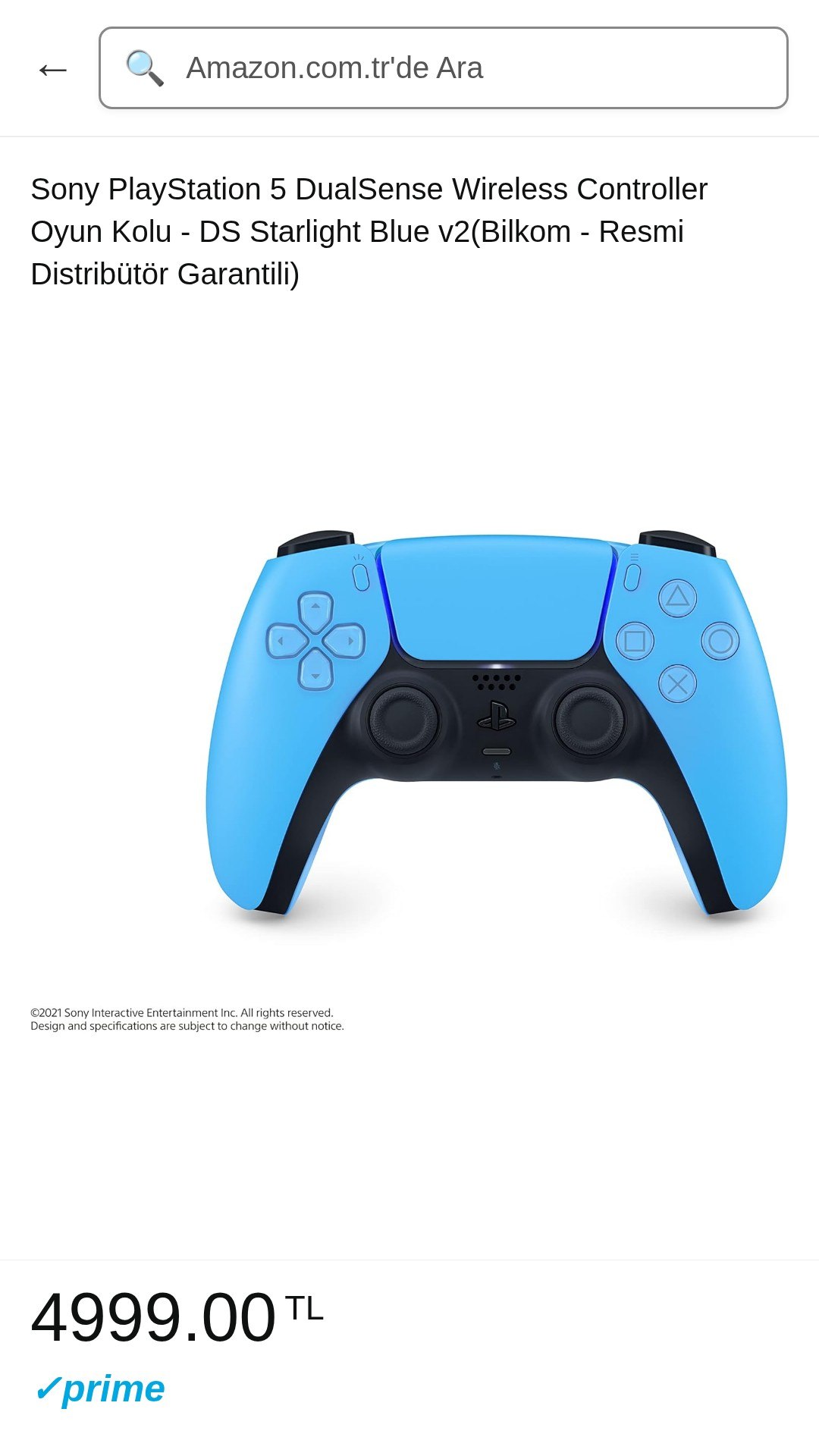 Sony PlayStation 5 DualSense Wireless Controller Oyun Kolu – DS Starlight Blue v…