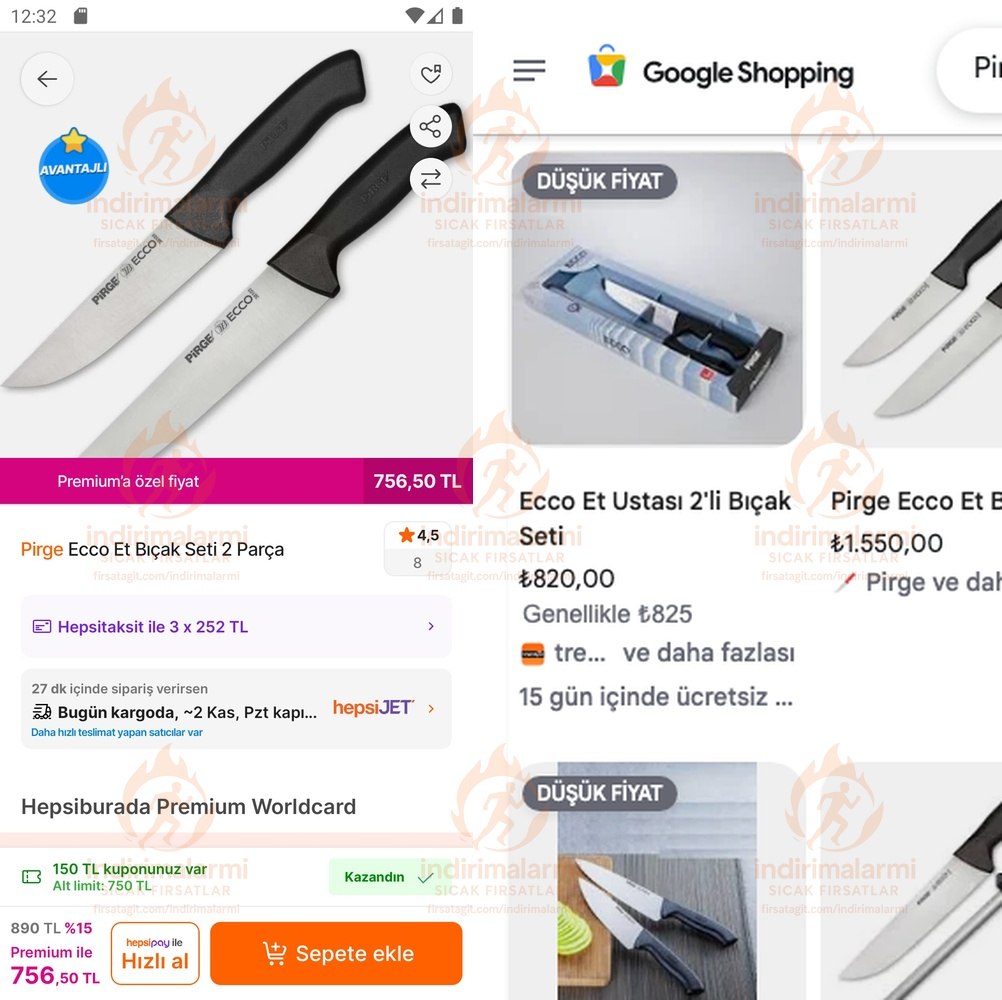 Pirge Ecco Et Bıçak Seti 2 Parça
