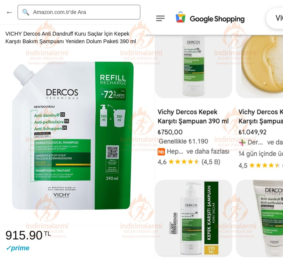 VICHY Dercos Anti Dandruff Kuru Saçlar İçin Kepek Karşıtı Bakım Şampuanı Yeniden…