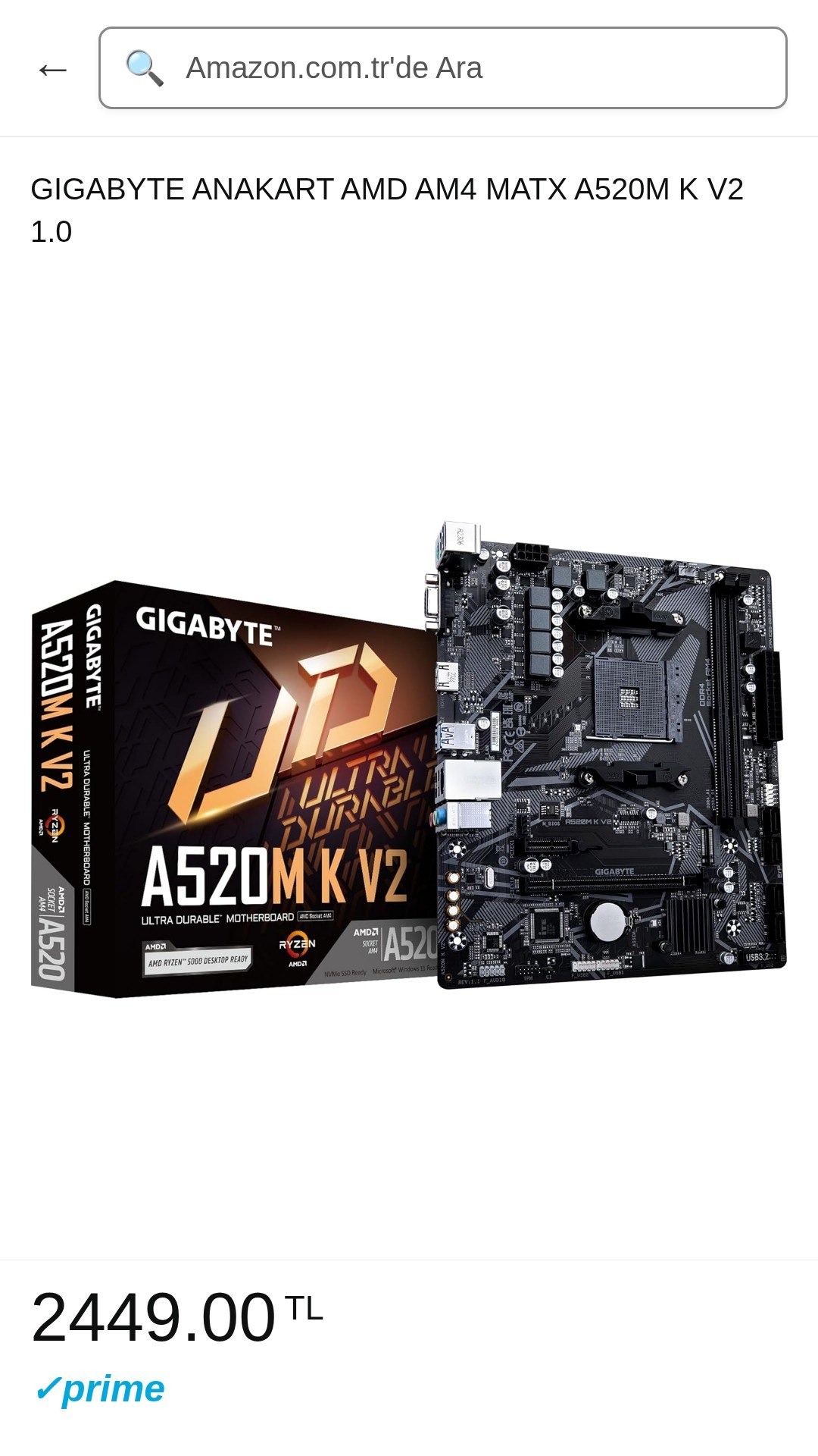 GIGABYTE ANAKART AMD AM4 MATX A520M K V2 1.0