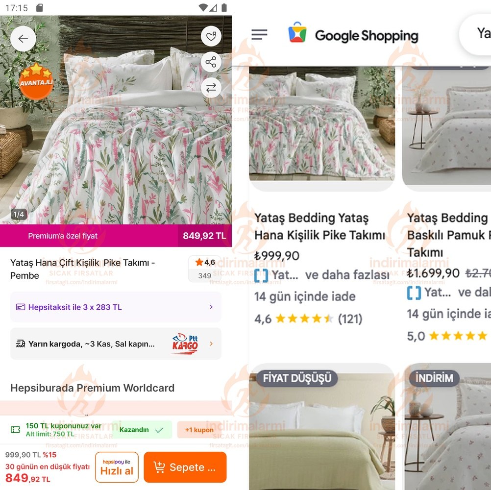 Yataş Hana Çift Kişilik Pike Takımı – Pembe