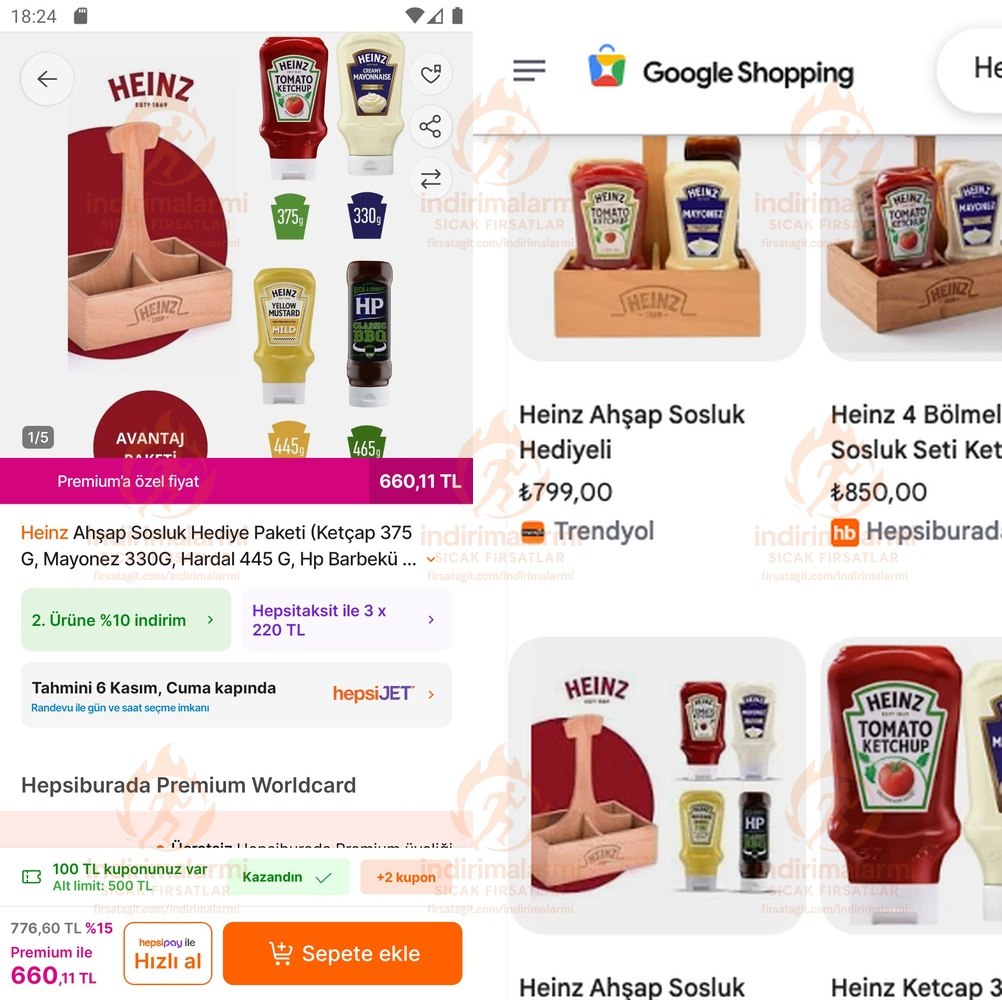 Heinz Ahşap Sosluk Hediye Paketi Ketçap 375 G, Mayonez 330G, Hardal 445 G, Hp Ba…