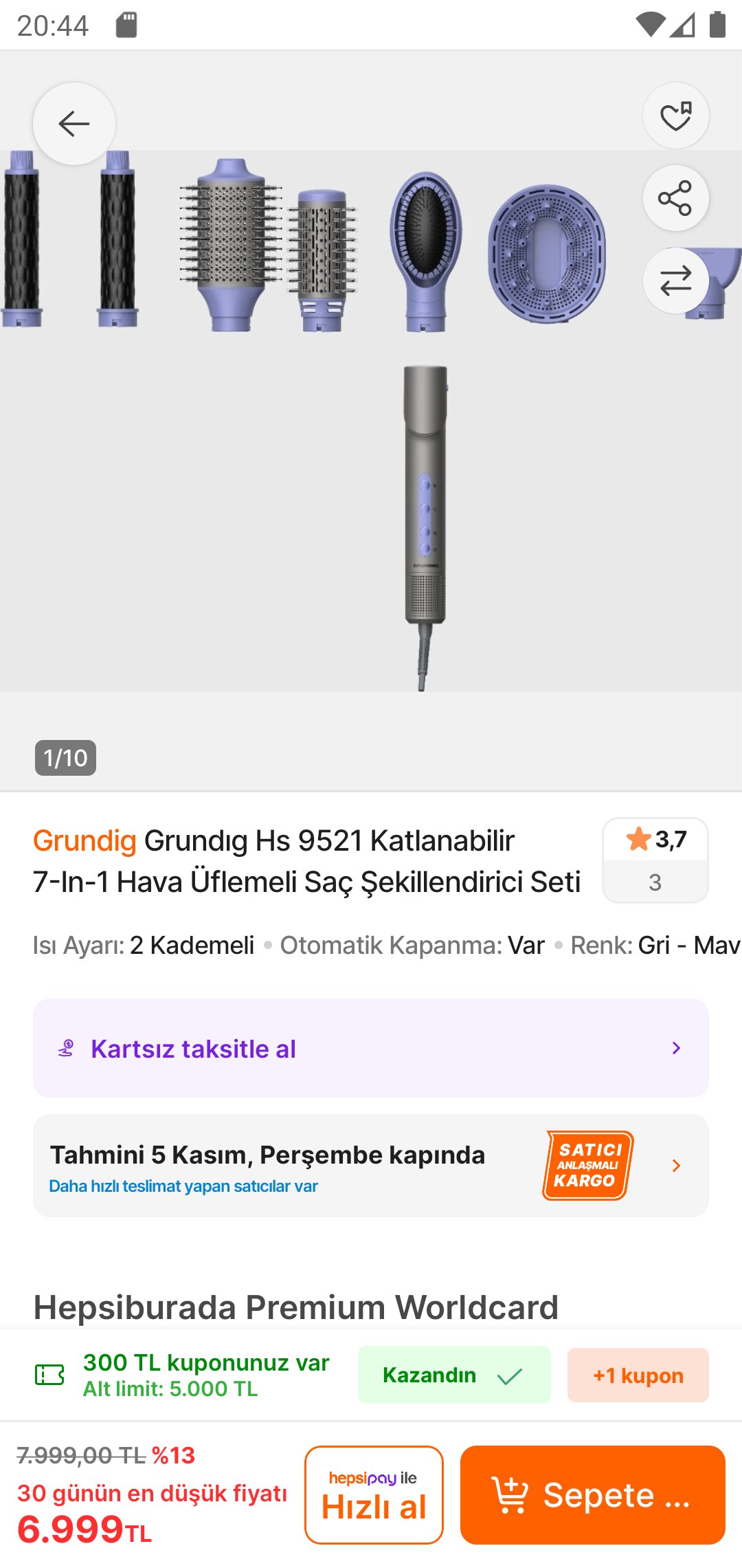 Grundig Grundıg Hs 9521 Katlanabilir 7-In-1 Hava Üflemeli Saç Şekillendirici Set…