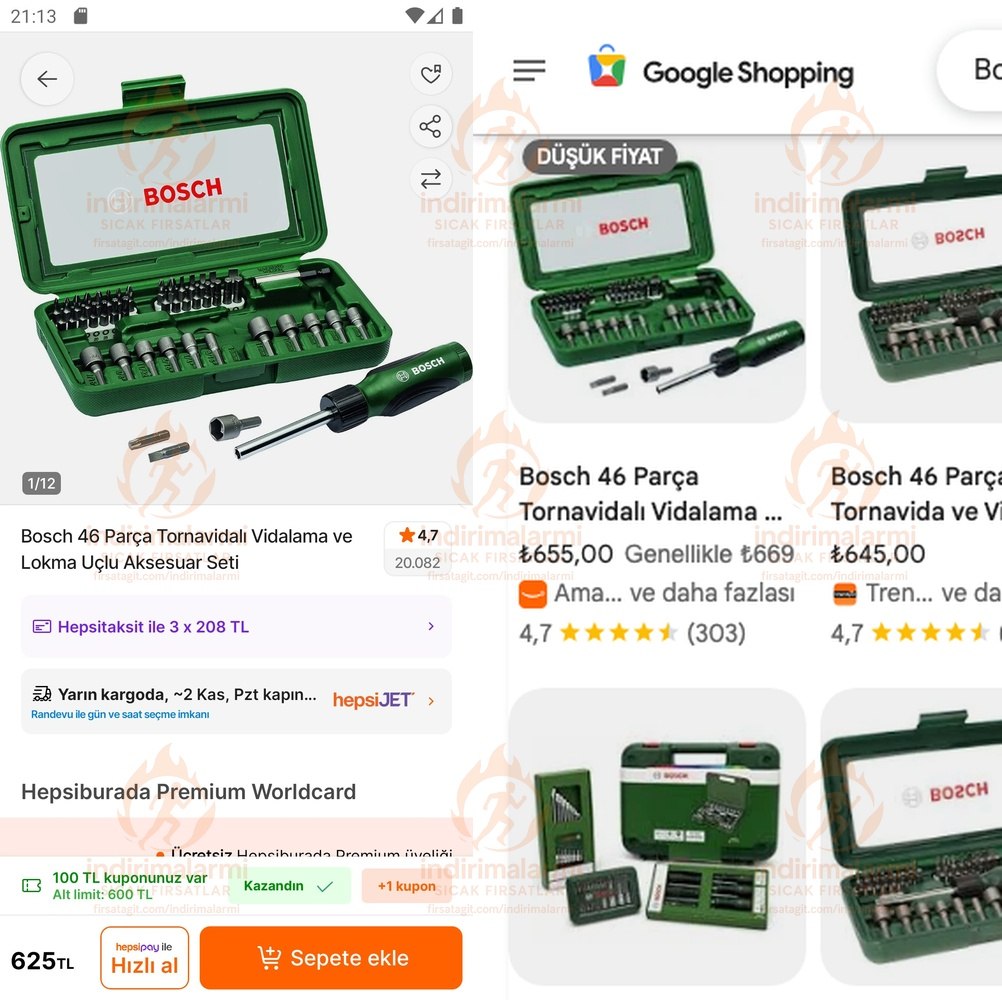 Bosch 46 Parça Tornavidalı Vidalama ve Lokma Uçlu Aksesuar Seti