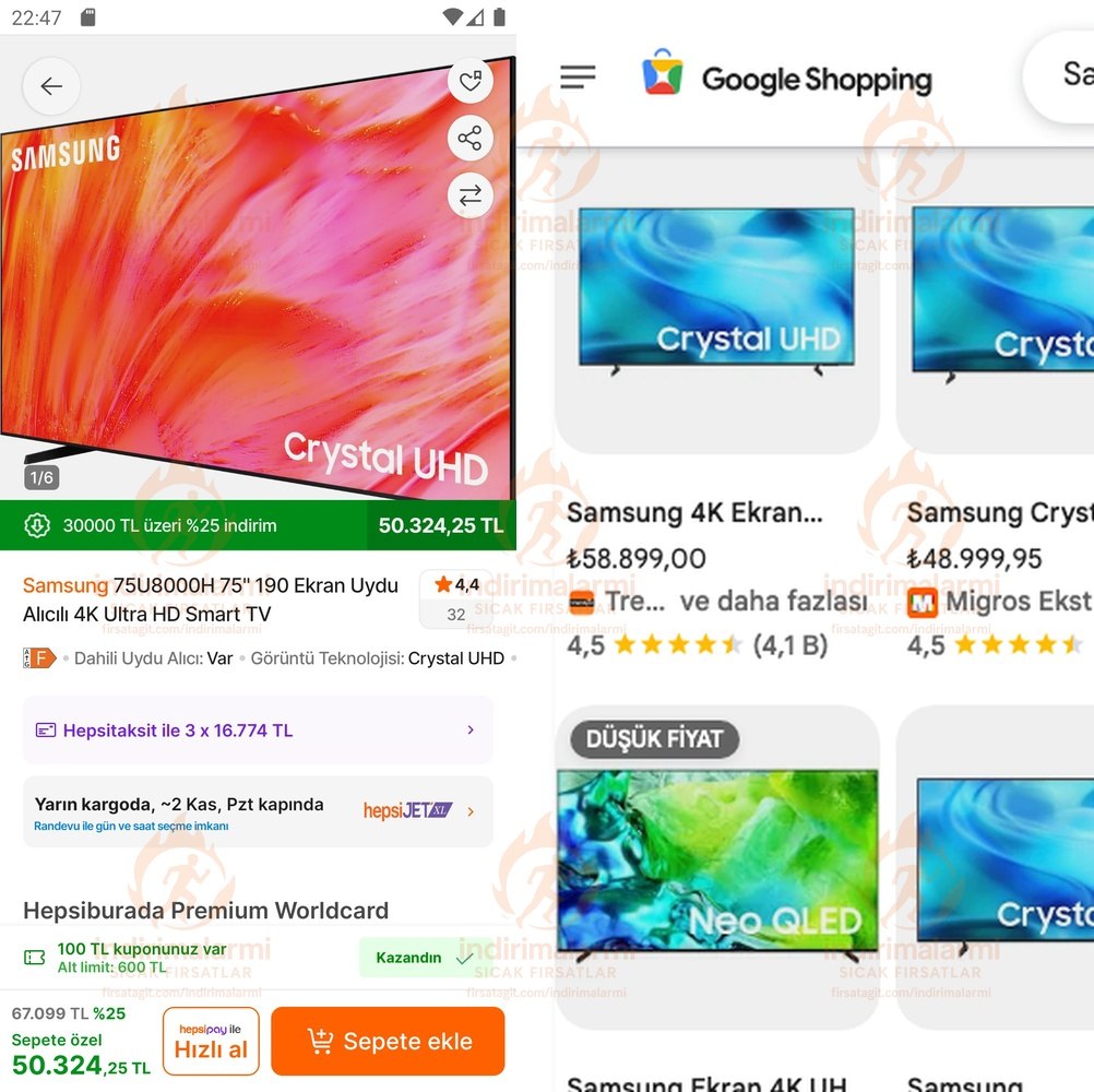 Samsung 75U8000H 75 190 Ekran Uydu Alıcılı 4K Ultra HD Smart TV