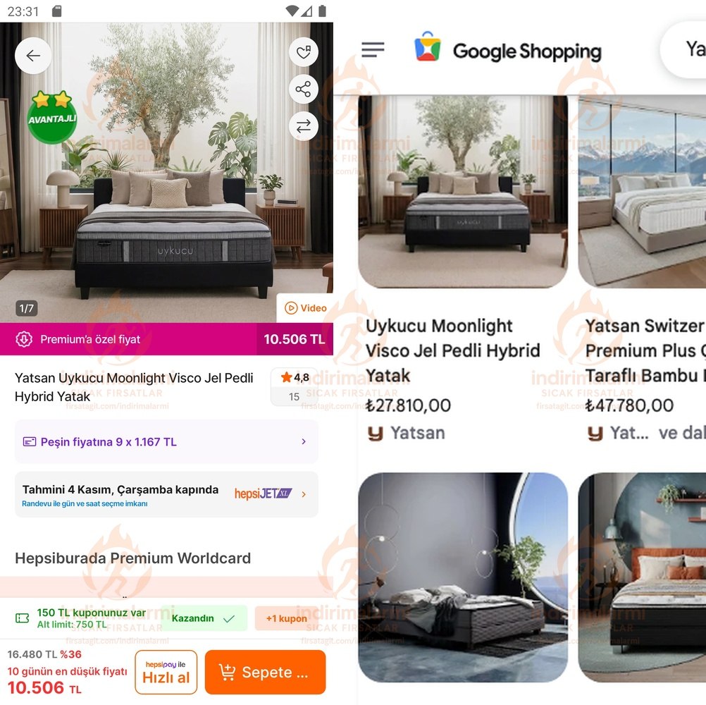 Yatsan Uykucu Moonlight Visco Jel Pedli Hybrid Yatak