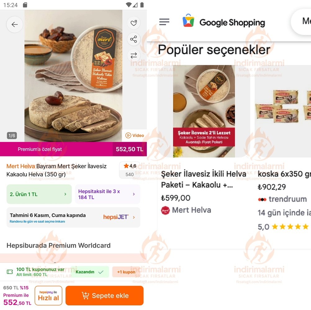 Mert Helva Bayram Mert Şeker İlavesiz Kakaolu Helva 350 gr