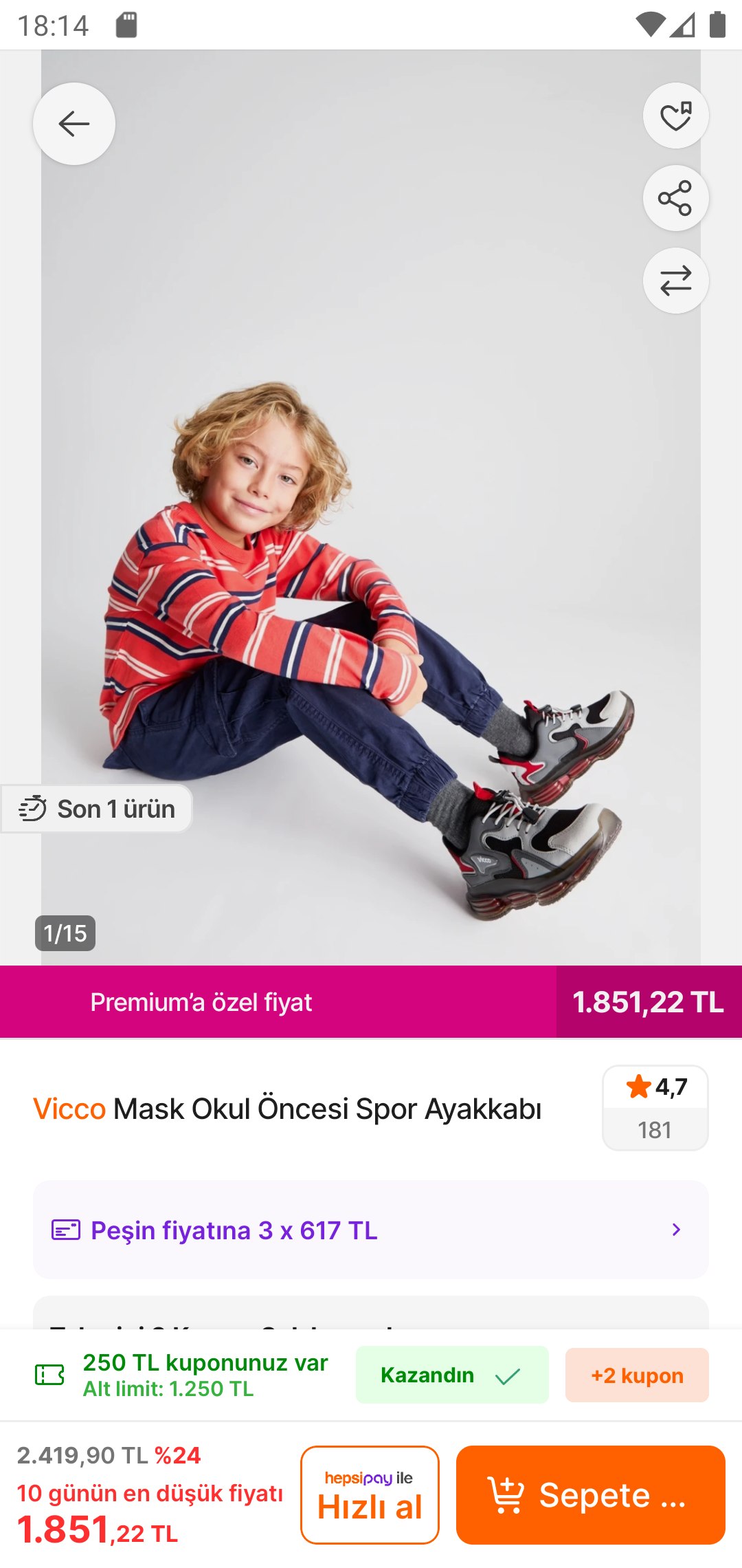 Vicco Mask Okul Öncesi Spor Ayakkabı