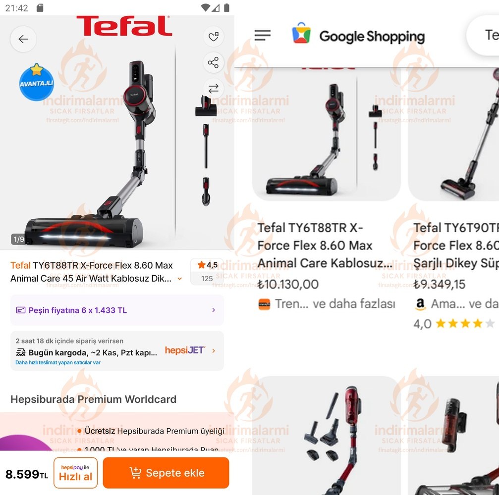 Tefal TY6T88TR X-Force Flex 8.60 Max Animal Care 45 Air Watt Kablosuz Dikey Süpü…