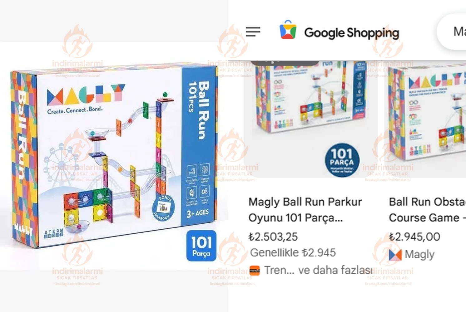 Magly Ball Run Parkur Oyunu Çocuklar İçin Renkli 3 Boyutlu 101 Parça Yapı Seti