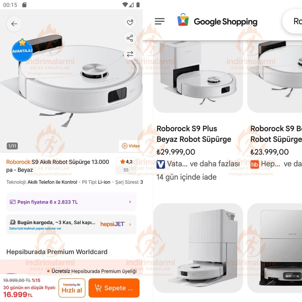 Roborock S9 Akıllı Robot Süpürge 13.000 pa – Beyaz