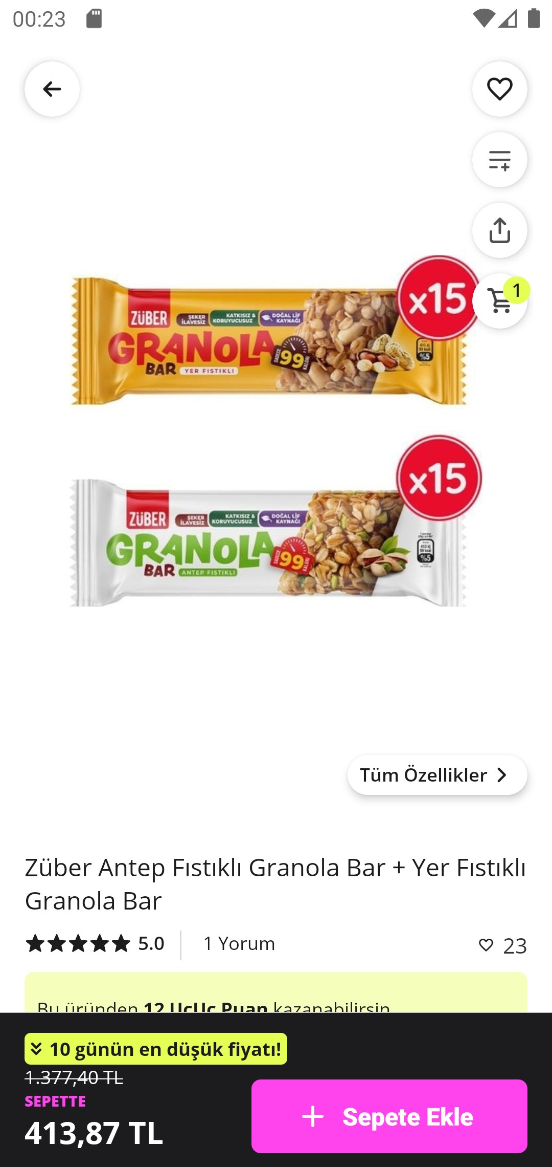 Züber Antep Fıstıklı Granola Bar Yer Fıstıklı Granola Bar