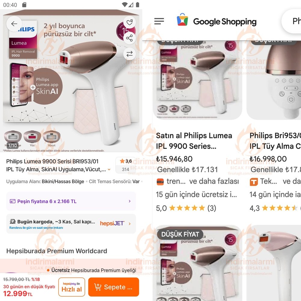 Philips Lumea 9900 Serisi BRI95301 IPL Tüy Alma, SkinAI Uygulama,Vücut,Yüz ve Bi…