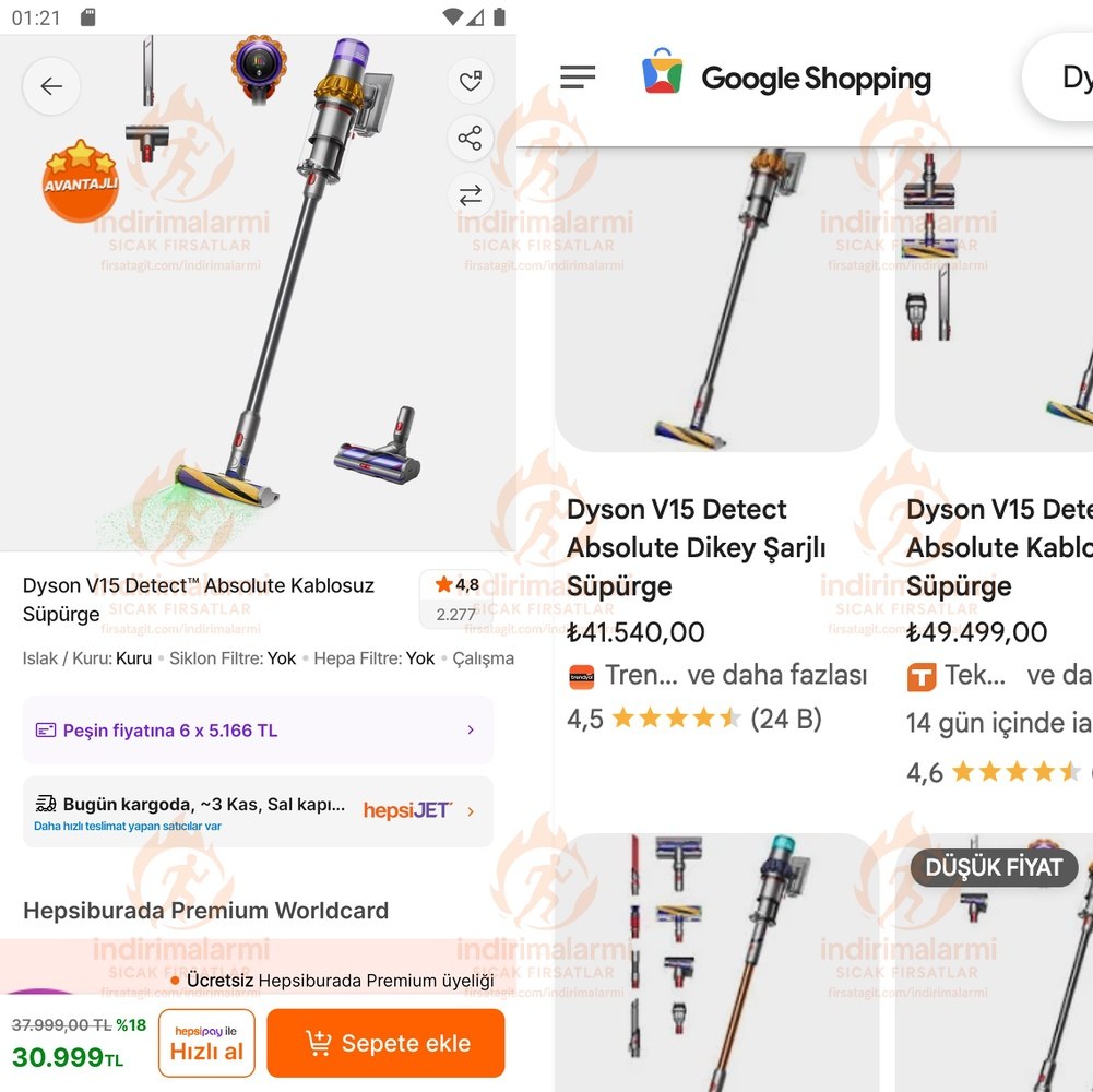 Dyson V15 Detect Absolute Kablosuz Süpürge