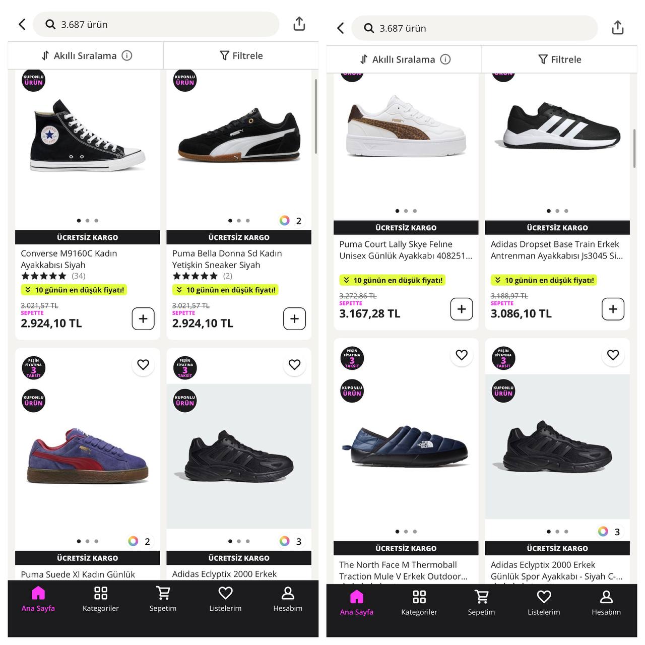 n11 Adidas Puma Reebok The North Face vb Markalarda 3000 TL ve üzeri 700 TL kupo…
